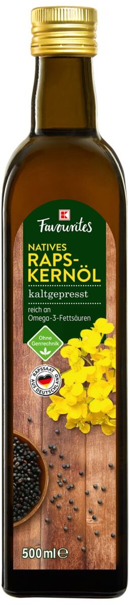 Bild 1 von K-FAVOURITES Natives Raps-Kern&#246;l, 500-ml-Fl.