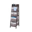 Bild 1 von Leiterregal Franca, Regal Standregal mit 4 Korbschubladen 101x30cm, Shabby-Look, Vintage, braun
