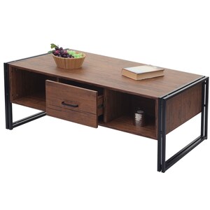 Couchtisch MCW-A27b, Beistelltisch Wohnzimmertisch, 3D-Struktur, 45x110x60cm MVG-zertifiziert, Metall ~ Wildeiche-Optik