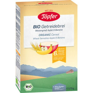 Töpfer BIO Getreidebrei Weizengrieß Apfel & Banane