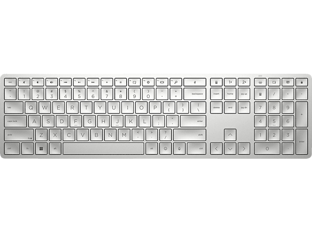 Bild 1 von HP 970 Programmierbare Wireless, Tastatur, Bluetooth; USB Typ-A, Typ-C, Silber, Silber