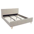 Bild 1 von Polsterbett MCW-J98, Bett Doppelbett Bettgestell mit Lattenrost, Massivholz ~ 180x200cm creme-beige