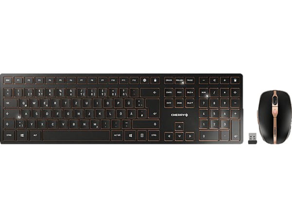 Bild 1 von CHERRY DW 9100 SLIM, Tastatur & Maus Set, kabellos, Schwarz/Bronze, Schwarz/Bronze