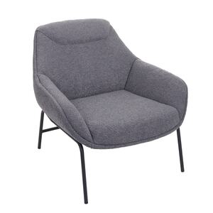 Lounge-Sessel MCW-J77, Cocktailsessel Sessel, Bouclé Stoff Metall ~ dunkelgrau