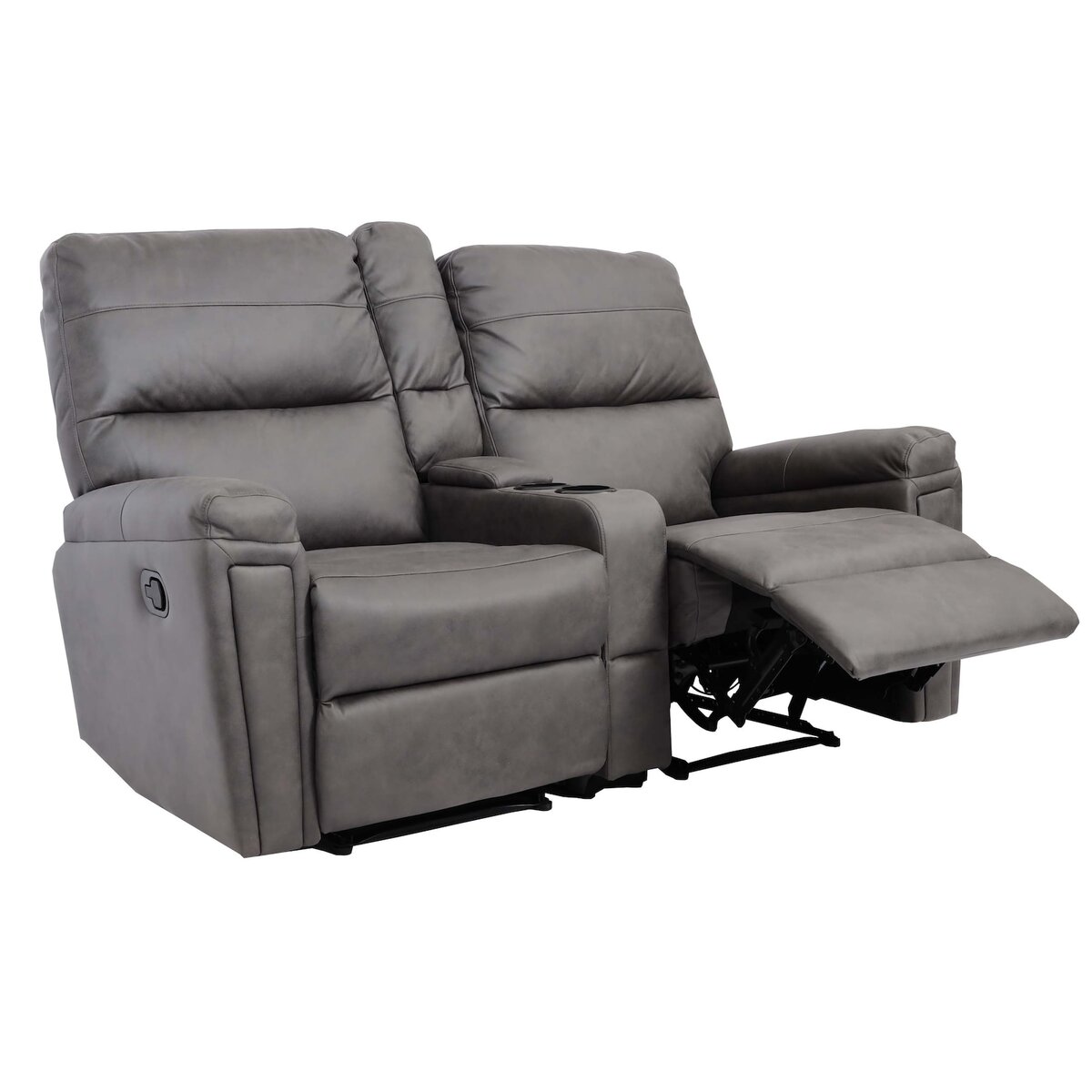 Bild 1 von 2er Kinosessel MCW-K17, Relaxsessel Fernsehsessel Sofa, Nosagfederung Getränkehalter Fach ~ Stoff/Textil dunkelgrau