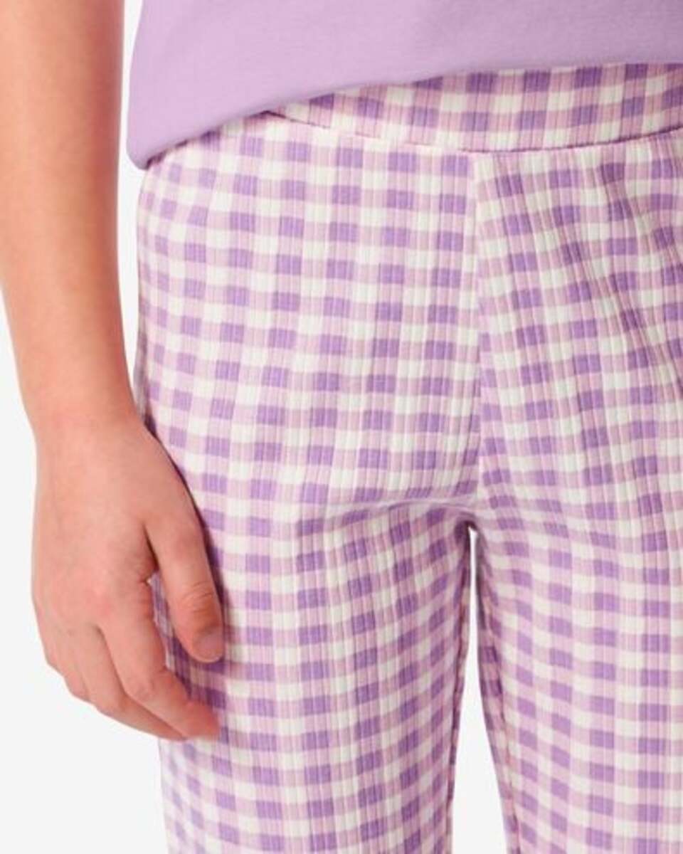 Bild 4 von Kinder-Leggings, gerippt, ausgestelltes Bein violett