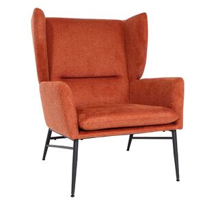 Lounge-Sessel MCW-L62, Ohrensessel Cocktailsessel Sessel Polstersessel, Stoff/Textil Metall ~ terracotta-braun