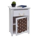 Bild 1 von Kommode MCW-K83, Schrank Schubladenschrank, Holz 55x39,5x28,5cm ~ weiß, Polyrattan braun