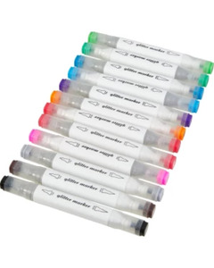 Zweispitzmarker, 12er-Pack, Glitzertinte, bunt