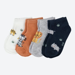 Baby-Sneaker-Socken mit Tier-Muster, 4er-Pack, Gray