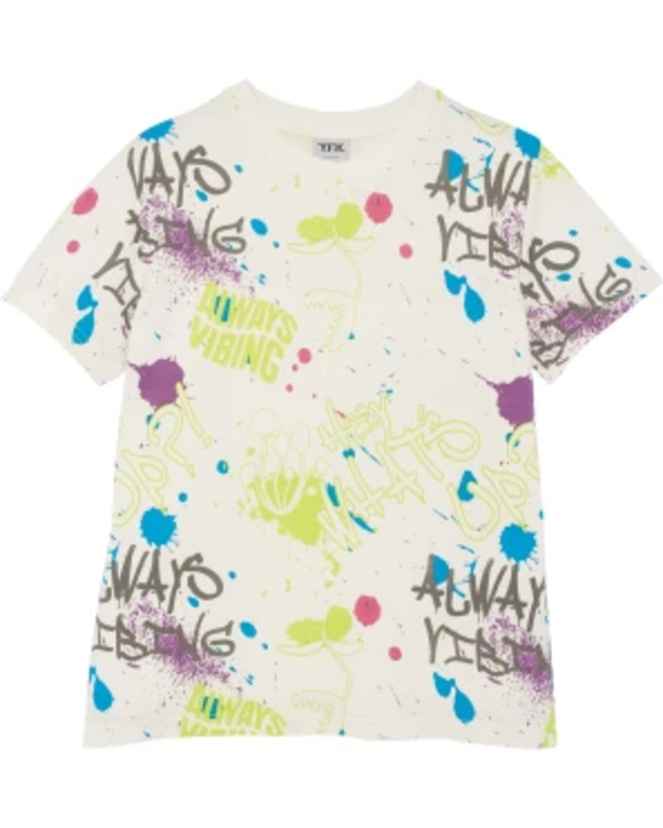 Bild 1 von Cooles T-Shirt, Y.F.K., Rundhalsausschnitt, offwhite gemustert