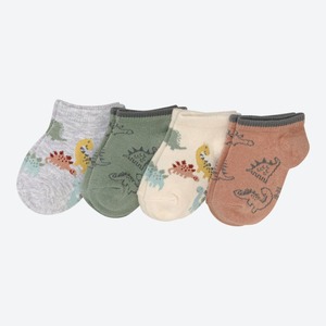 Baby-Sneaker-Socken mit Dino-Muster, 4er-Pack, Gray