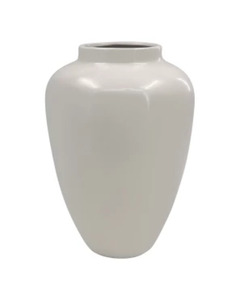 Bauchige Keramikvase, ca. 21 x 30 cm, Beige