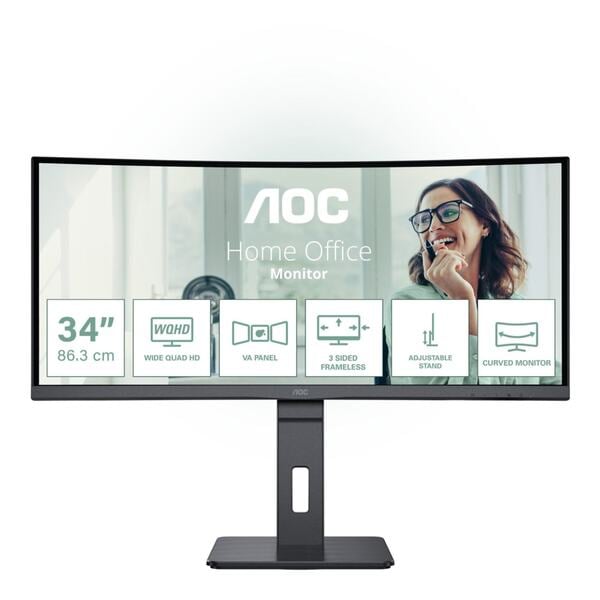 Bild 1 von Monitor CU34P3CV, Schwarz, 34 Zoll, Curved, UWQHD, VA, 100 Hz, 4 ms