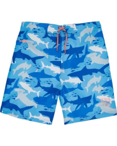 Bedruckte Badeshorts, Stickerei, blau