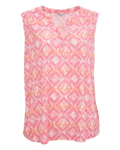 Sommerliches Tanktop, Janina curved, Y-Ausschnitt, pink bedruckt