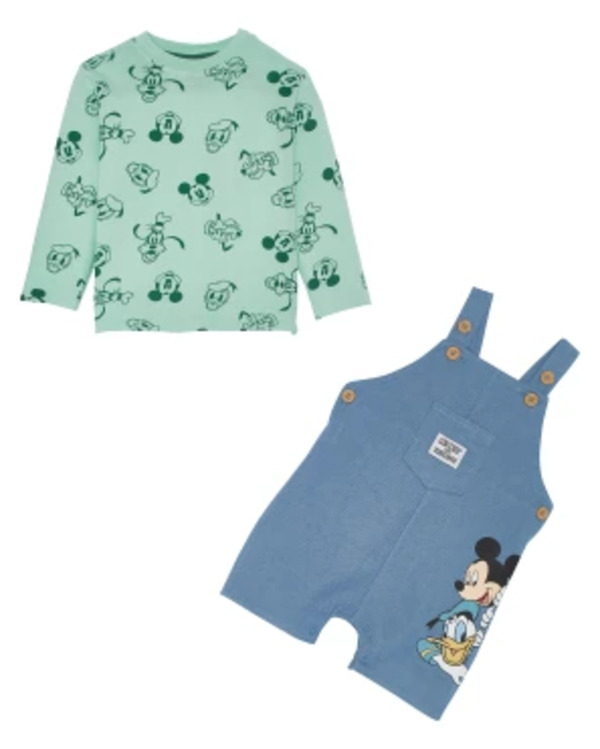 Bild 1 von Mickey and Friends Langarmshirt + Latzhose, Ergee, 2-tlg. Set, hellgrün