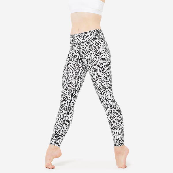 Bild 1 von Tanz-Leggings Modern Dance hoher Taillenbund Mädchen ‒ mit schwarz/weiss Print EINHEITSFARBE