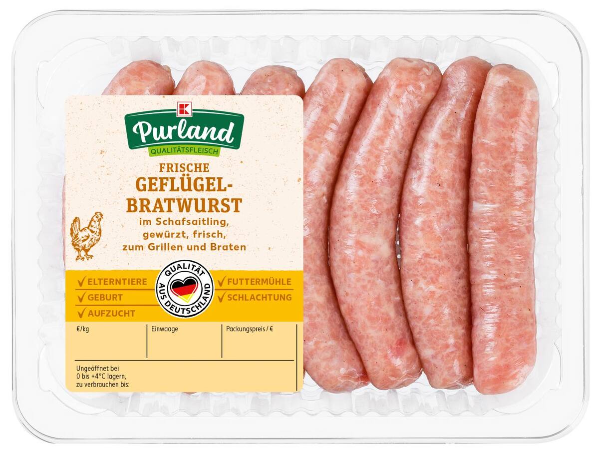 Bild 1 von K-PURLAND Geflügel-Bratwurst, 300-g-Packg.