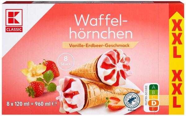 Bild 2 von K-CLASSIC Waffelh&#246;rnchen, 8 St. = 960-ml-Packg.