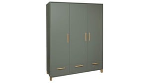 Kleiderschrank grün 148 cm - 3-türig - OLI