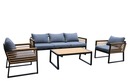 Bild 1 von Tarrington House Outdoor-Lounge Ateo 4-tlg., Aluminium / Teakholz, 2 Einzelsesseln, 1 3-Sitzer Sofa und 1 Couchtisch, mehrfarbig