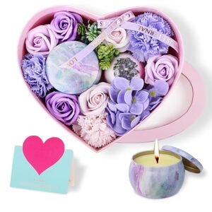 ANBET Geschenk für Damen, Blumenseife, Herzform, Duftkerzen,