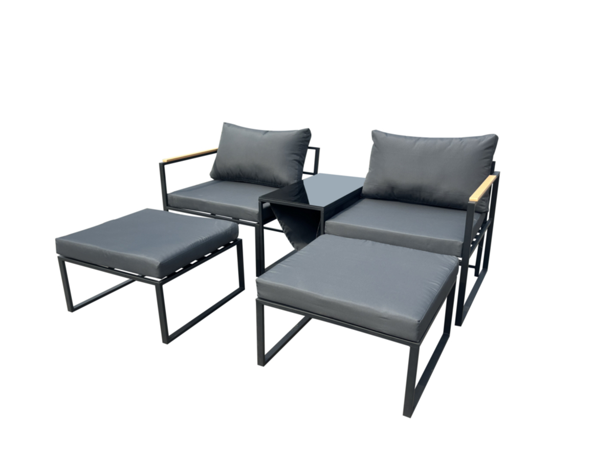 Bild 2 von Happy Home 5 tlg. Balkonset mit Zeitungshalterung HGS66-HGR grau