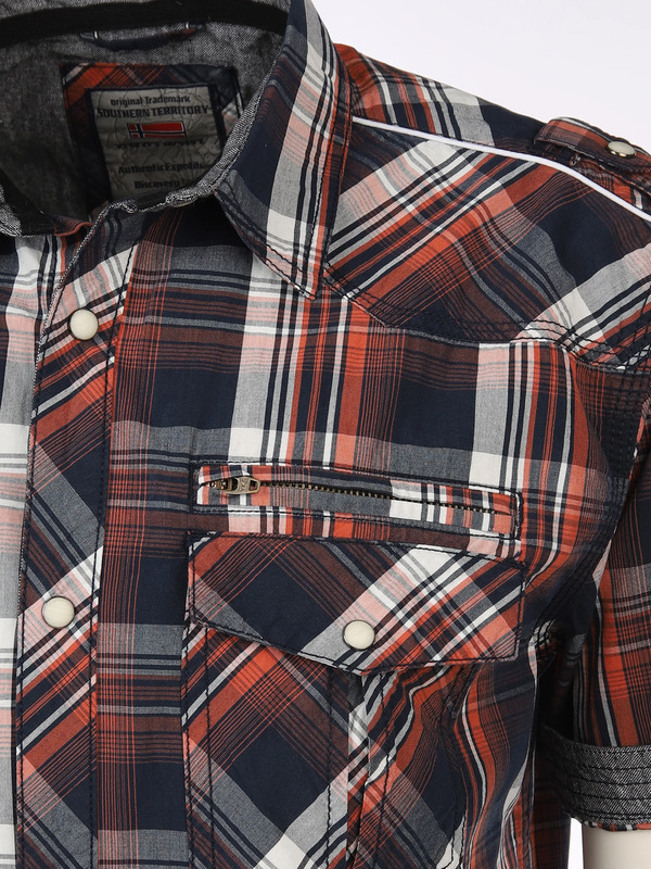 Bild 2 von Herren Freizeithemd kariert mit kurzem Arm
                 
                                                        Orange