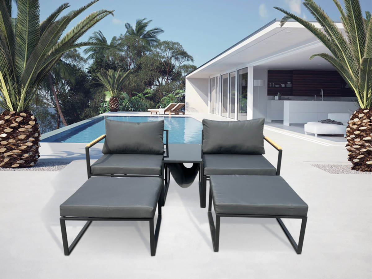 Bild 1 von Happy Home 5 tlg. Balkonset mit Zeitungshalterung HGS66-HGR grau