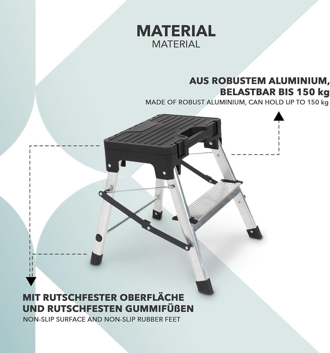 Bild 4 von Kraft Werkzeuge Trittleiter zweistufig mit Werkzeugbox