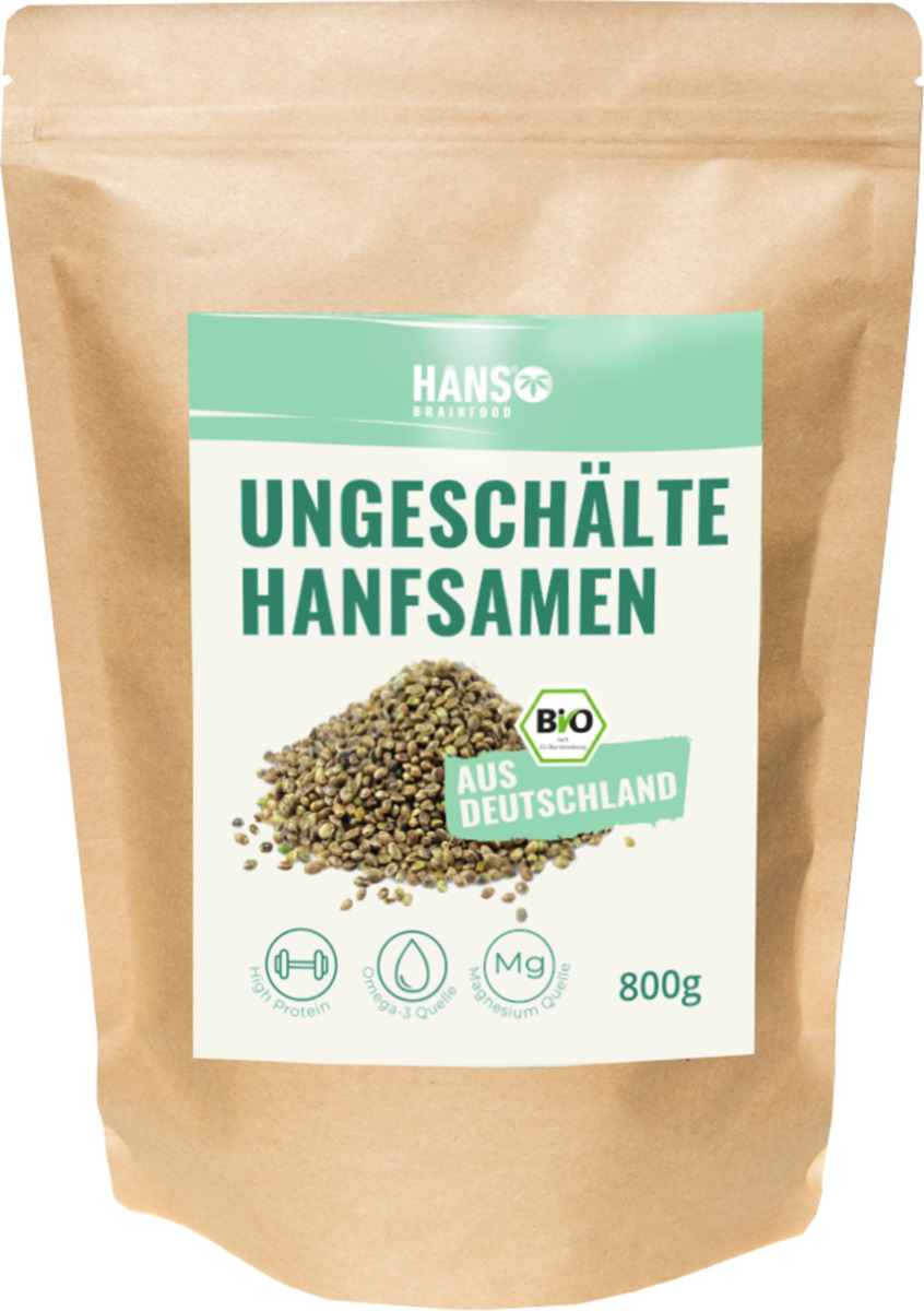 Bild 1 von HANS Brainfood Bio Ungeschälte Hanfsamen, 800 g