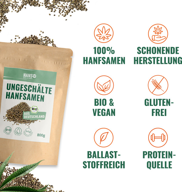 Bild 4 von HANS Brainfood Bio Ungeschälte Hanfsamen, 800 g