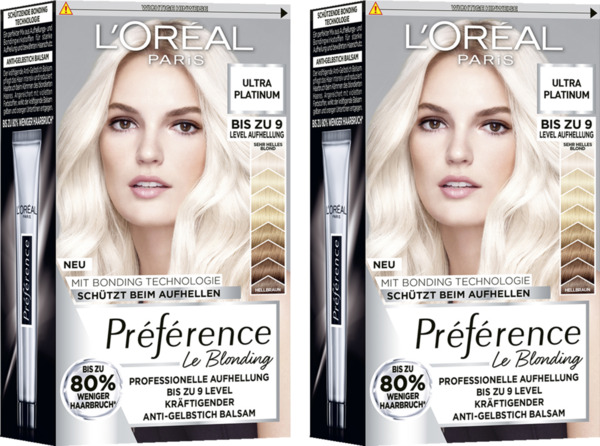 Bild 1 von L’Oréal Paris Préférence Professionelle Aufhellung Le Blonding 9L Ultra Platinum Doppelpack