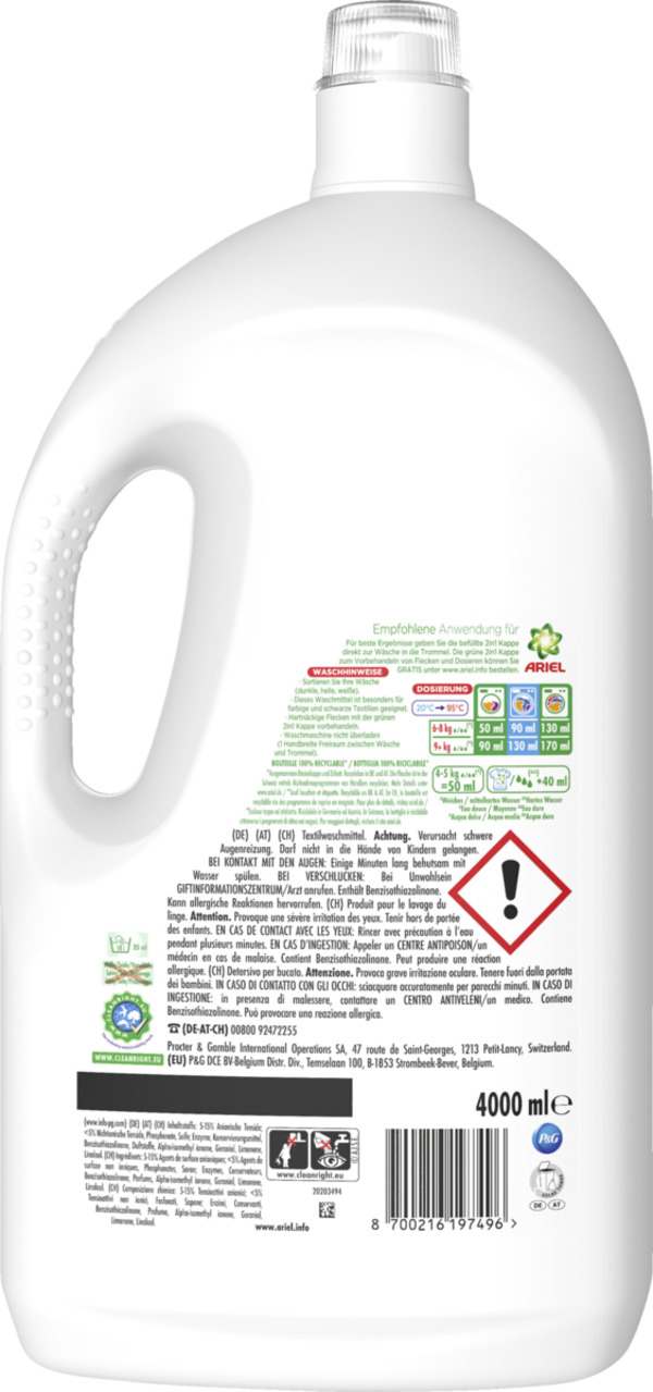 Bild 2 von Ariel Color+ Flüssigwaschmittel 80WL, 4 L