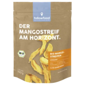followfood Bio Mango-Streifen oder
demeter Bio Haselnusskerne,-Feigen oder-Aprikosen