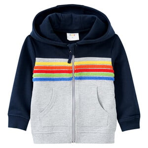 Jungen Sweatjacke mit bunten Streifen DUNKELBLAU / HELLGRAU