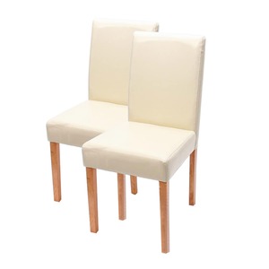 2er-Set Esszimmerstuhl Stuhl Küchenstuhl Littau ~ Kunstleder, creme, helle Beine