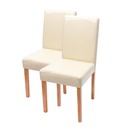 Bild 1 von 2er-Set Esszimmerstuhl Stuhl Küchenstuhl Littau ~ Kunstleder, creme, helle Beine