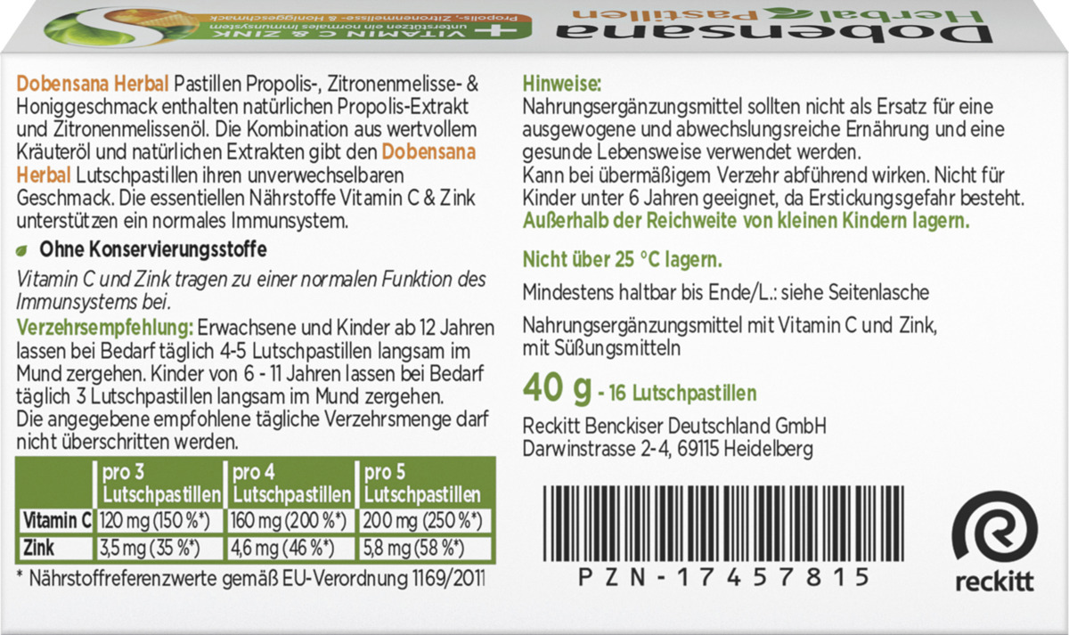 Bild 3 von Dobendan Herbal Pastillen Propolis-, Zitronenmelisse- & Honiggeschmack