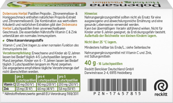 Bild 3 von Dobendan Herbal Pastillen Propolis-, Zitronenmelisse- & Honiggeschmack
