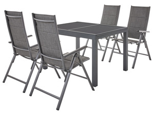 LIVARNO home Alu-Premium-Set »Toronto« 5-teilig - Ausziehtisch & 4 Hochlehner gepolstert, anthrazit