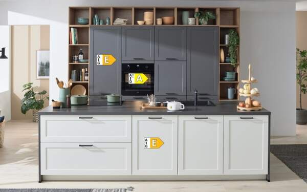 Bild 2 von Nobilia - Einbauküche Nordic, weiß/schiefergrau, inkl. AEG Elektrogeräte