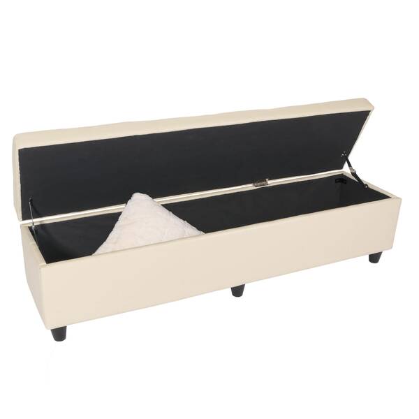 Bild 1 von Aufbewahrungs-Truhe Sitzbank Arezzo XXL, Leder, 180x45x45cm ~ creme