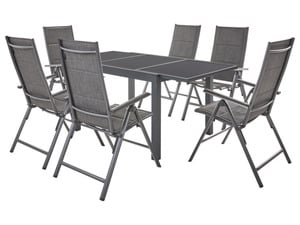 LIVARNO home Alu-Premium-Set »Toronto« 7-teilig - Ausziehtisch & 6 Hochlehner gepolstert, anthrazit