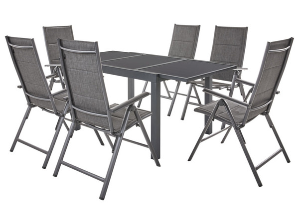 Bild 1 von LIVARNO home Alu-Premium-Set »Toronto« 7-teilig - Ausziehtisch & 6 Hochlehner gepolstert, anthrazit