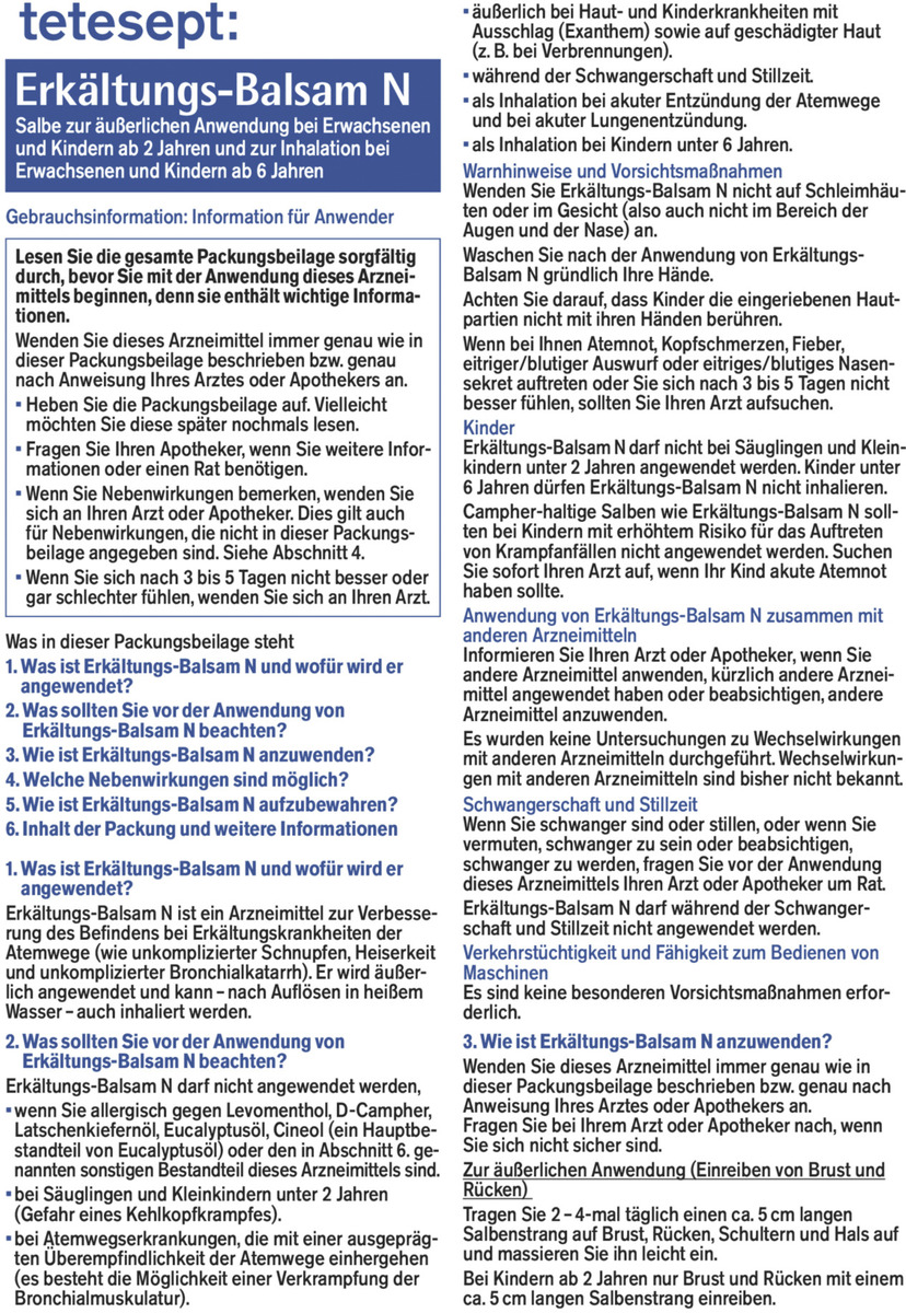 Bild 4 von tetesept Erkältungs-Balsam N Nase, Kopf & Bronchien, 25 ml