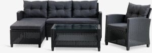 Lounge-Set MORA 4 Personen m/Chaise schwarz