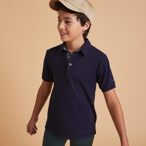 Reit-Poloshirt kurzarm 140 Jungen marineblau