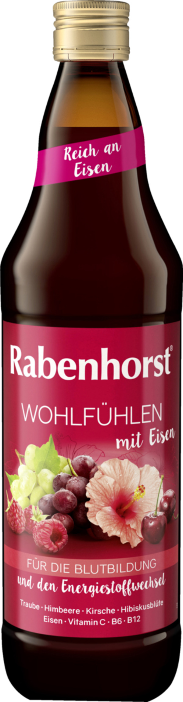 Bild 1 von Rabenhorst Wohlfühlen mit Eisen 700ml - Mehrfruchtsaft mit Eisen, Vitamin C, B6 und B12, 700 ml